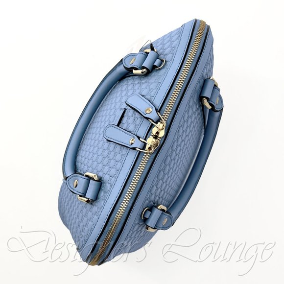 SOLD! NEW GUCCI Micro Guccissima GG BREE  Blue Leather MEDIUM Dome Crossbody Bag - Picture 4 of 15